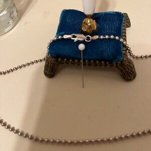 30" Sterling Silver Dainty Ball Beaded Chain Necklace Solid 925 Italy